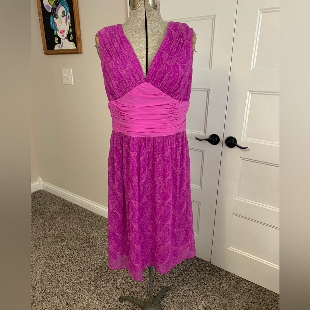 NWT Kay Unger New York Purple empire waist sexy pin-up dress size 12